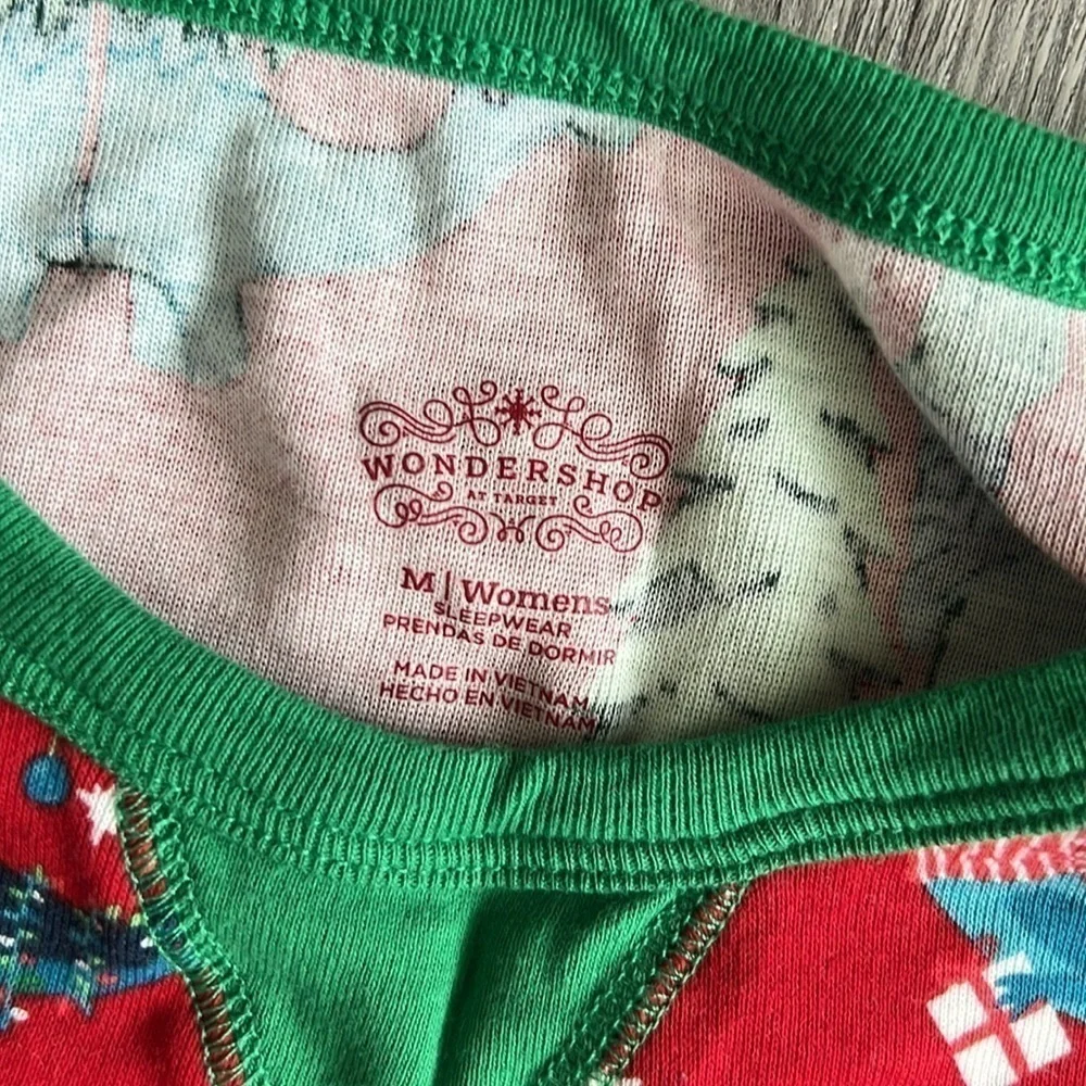 Christmas PJs Long Sleeve Pants Set Red Green Dinosaurs Size M